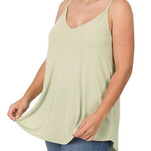 Zenana- Plus Size- Reversible Cami- Lt. Sage, 1X and 3X , Fall, Comfy, Casual